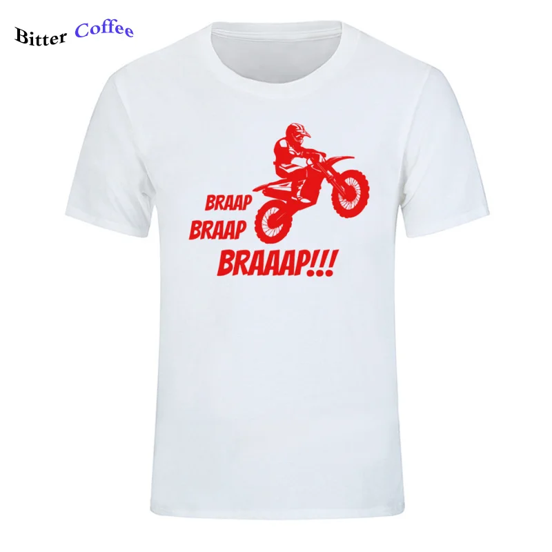 Летняя мужская футболка с принтом Braap Motocross повседневная дизайнерская Новое