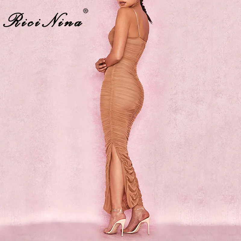 RICININA 2019 Women Dress Woman Spaghetti Strap Strapless Slim Slit Party Dress Ladies Summer Beach Club Dress Vestidos
