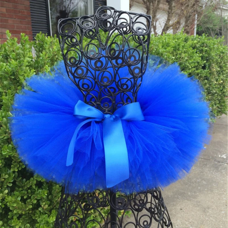 Девочки Royal Blue юбки-пачки Детские Тюль Pettiskirts для бальных танцев нижние с бантом из ленты детский праздничный костюм юбка костюм пачки