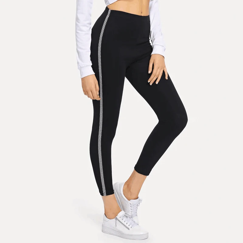 

Letter Print Side Skinny Leggings 2019 Stretchy Active Wear Crop Leggings Women Athleisure Sporting Leggings