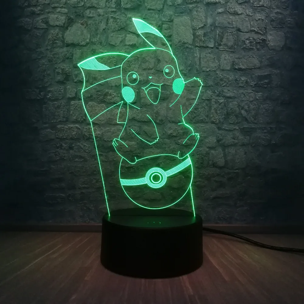Lamparas Pokemon Go действие 3D лампы светодиодные Пикачу rgb контроллер красочные Bouch Vsual