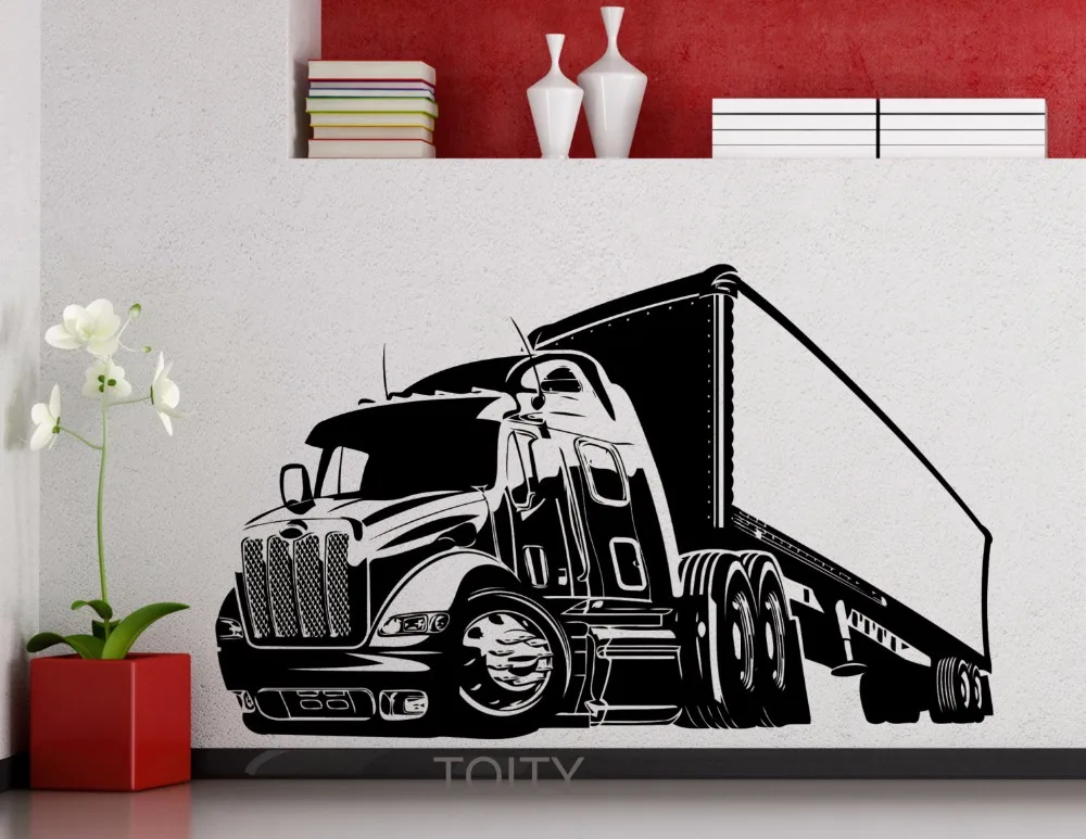 Big-Truck-Wall-Sticker-Long-Vehicle-Car-Automobile-Vinyl-Decal-Home-Boy ...
