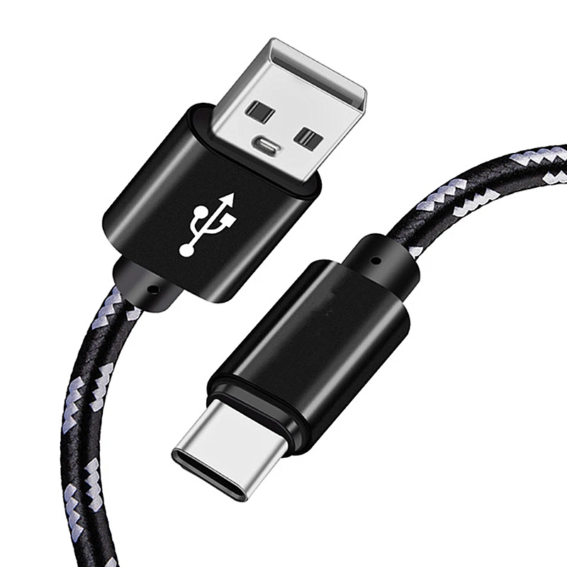 1/2/3 м type C USB 2A Быстрый кабель синхронизации данных для samsung S10 S8 Xiaomi mi x Max 3 2 A2 2S 8 huawei P20 Pro mate 20 Lite зарядное устройство - Цвет: Черный