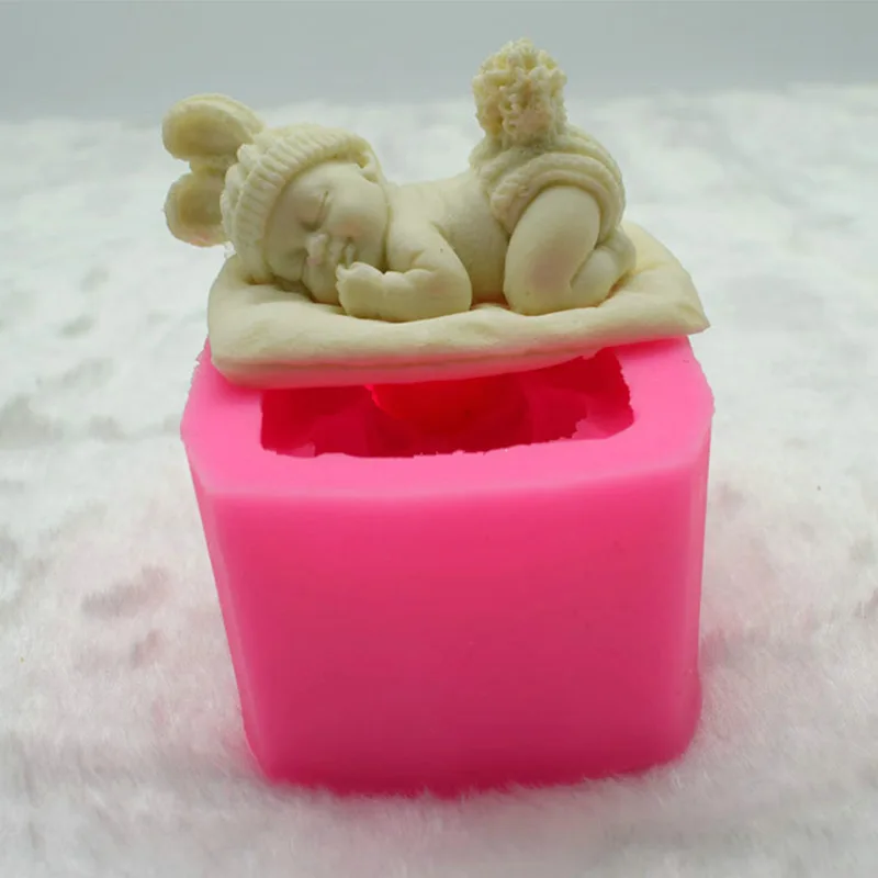3D Спящий ребенок Силиконовая Форма Fondant Mold для украшения торта моделирование тиснёный помадный пресс-форм F076