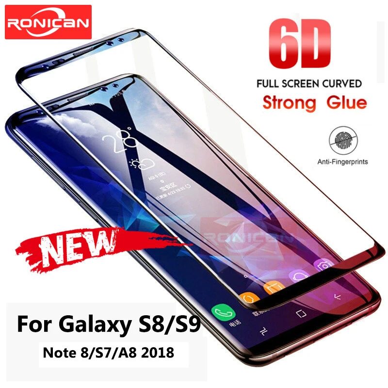 6D полное изогнутое закаленное стекло для Samsung Galaxy S9 S8 Plus Note 8 Защита экрана A8 2018 S7