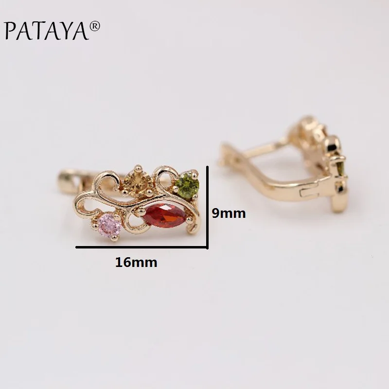 PATAYA Новое поступление Разноцветные Природный Цирконий серьги кольца наборы для женщин 585 розовое золото Свадебная вечеринка Роскошные ювелирные изделия