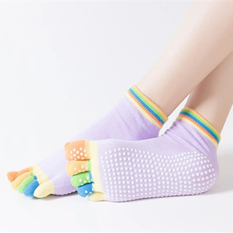 Бренд Pampa, женские носки для йоги, женские носки с пятью цветными пятью пальцами, нескользящие носки для йоги, нескользящие носки для йоги, йоги, фитнеса
