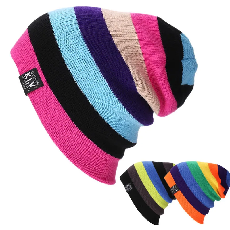 

Unisex Women Warm Winter Baggy Beanie Knit Crochet colorful Oversized Hats Slouch Ski Cap