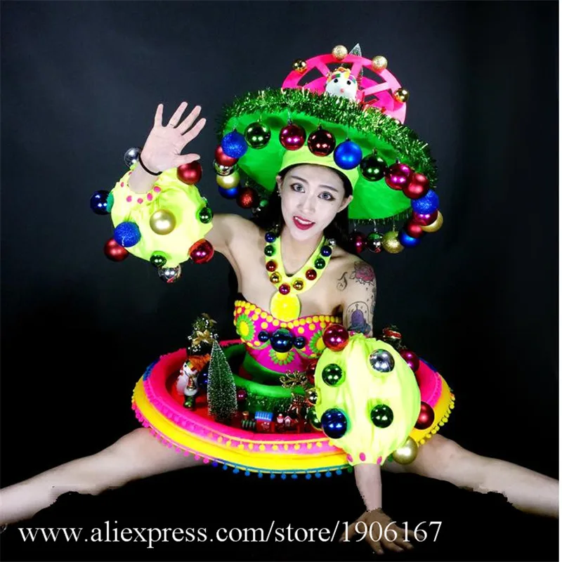 Nightclub DS Christmas colorful fluorescent GOGO Christmas costume dance team atmosphere show costumes06