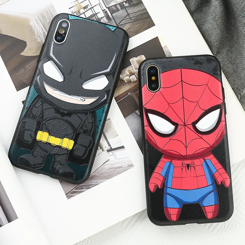 

Marvel Batman Superman Spiderman Silicone Case For iphone 7 8 6 6s Plus X Xs Max Xr Avengers Black Panther iron Man Cover