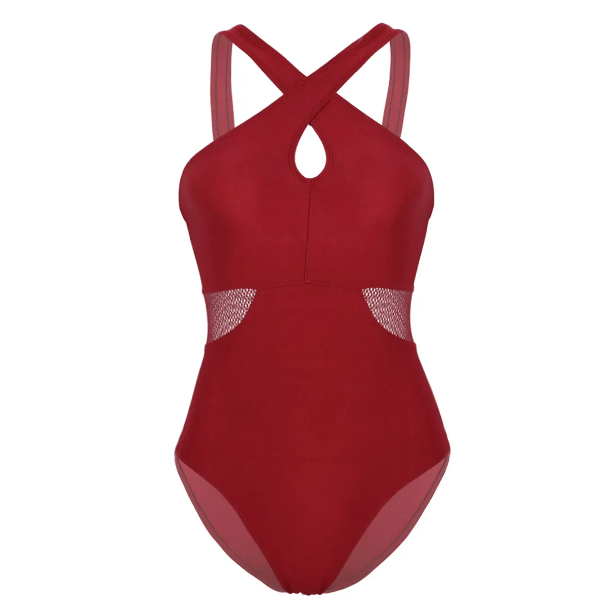 Wine Red MSemis, балетное платье для йоги, балетное трико, Женское боди для балерины, сетчатый комбинированный спортивный костюм, гимнастическая одежда, Одежда для танцев - Цвет: Wine Red