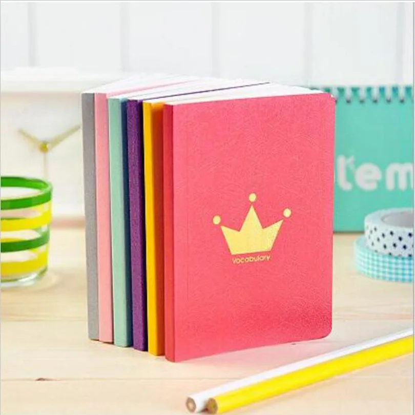 

15pcs/lot Candy Color Crown design Soft Cover Paper Vocabulary Notebook Word Notepad Hand Memo Book GT303