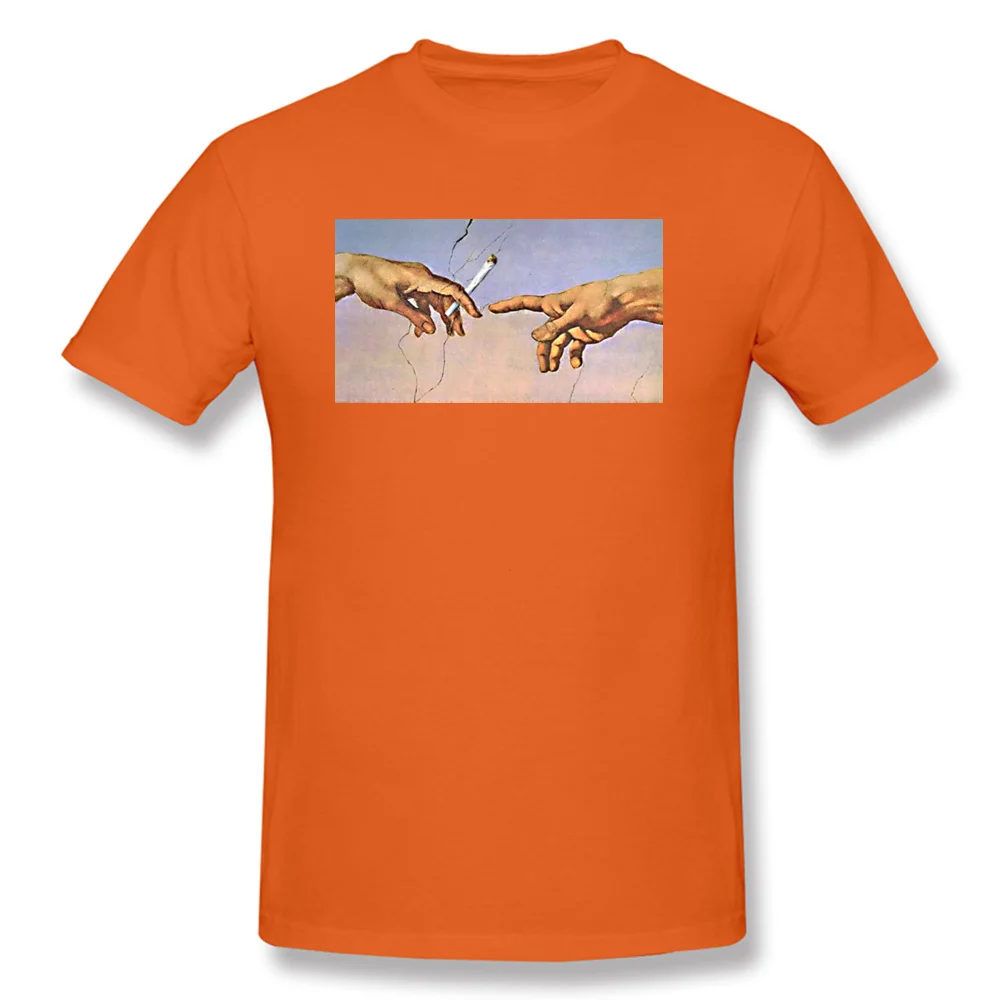 MICHELANGELO190618 Design Summer 100% Cotton Round Neck Men's Tops Shirt Printed Tee-Shirt Funky Short Sleeve T-shirts MICHELANGELO190618 orange