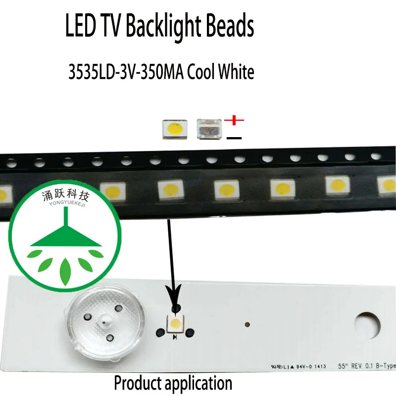 

100pcs/lot original led high power led 3535 3v 350ma lamp beads cool white for repair led lcd tv backlight bar hot