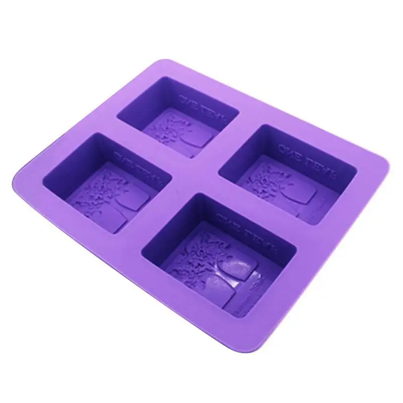 

Flexible Silicone Molds for Soap Soap Form Purple Rectangle Tree Shaped 4 Hole Square Soap Mold Arts and Crafts