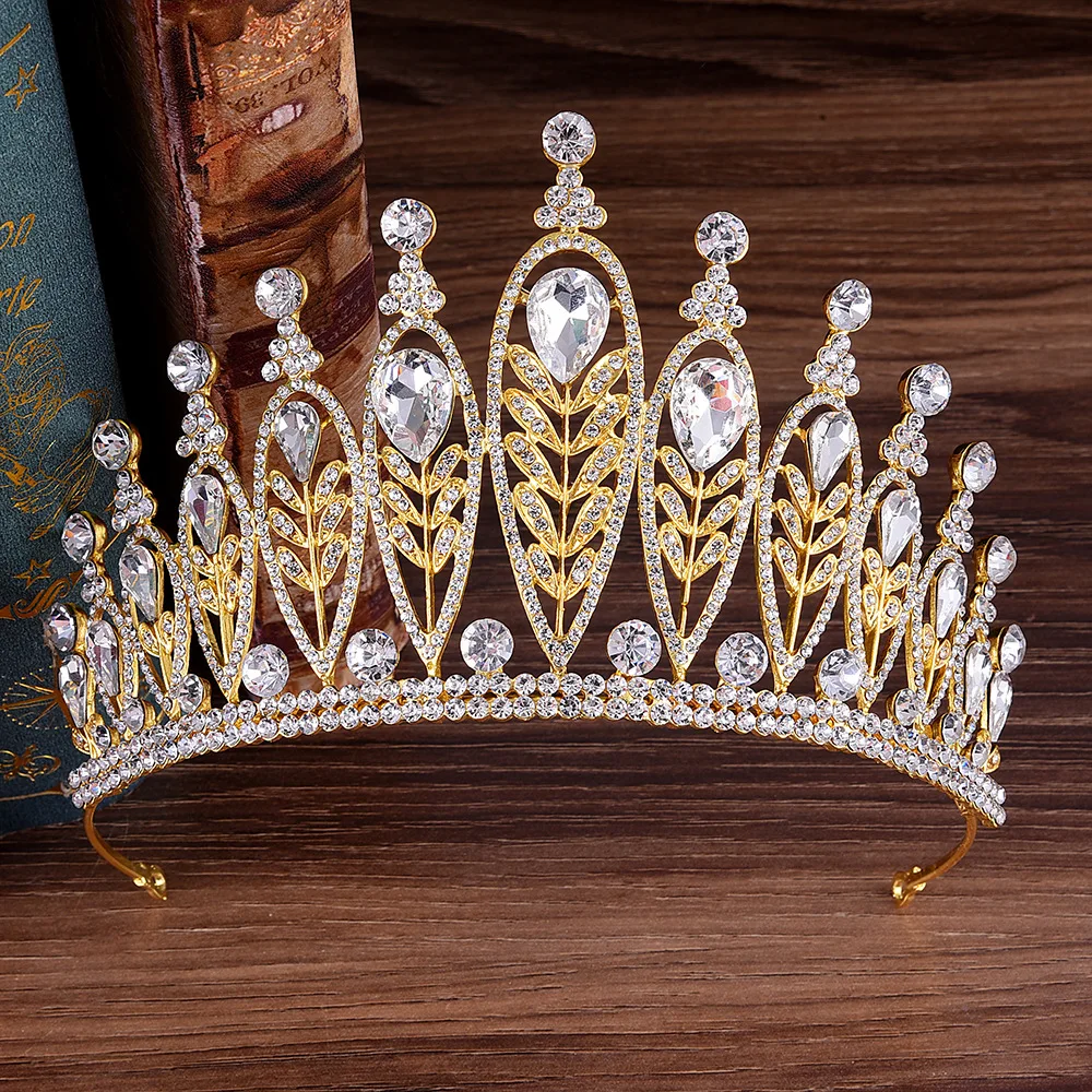 Новое Барокко свадебная корона принцессы со стразами свадебная корона-тиара тиары из страз Для женщин повязки большой драгоценный камень