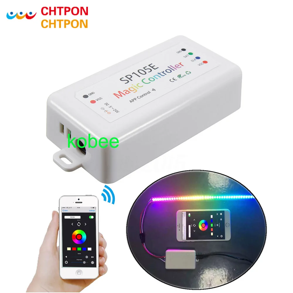 

SP105E Bluetooth WS2811 WS2812B led controller SK6812 RGB/RGBW APA102 WS2801 pixels Led Strip Leds DC5V-24V