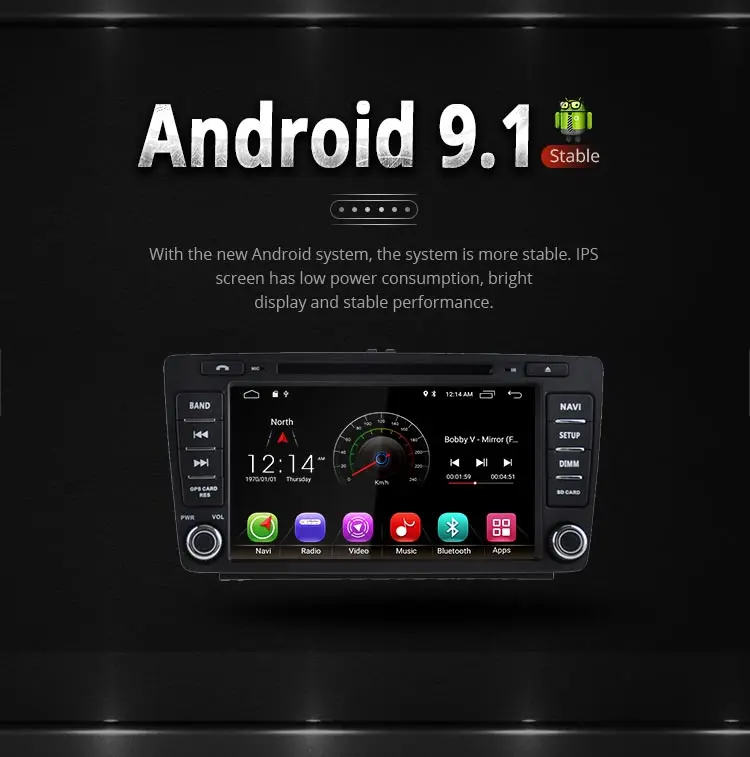 Discount LJDA 8 Inch 2 DIN Anrdroid 9.1 Car DVD Player For SKODA Octavia 2009-2013 Bluetooth WIFI GPS Navigation Radio Multimedia 2G RAM 1
