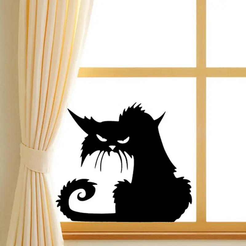 popular vinyl removable 3d wall stickers halloween black cats decor decals for walls decal wall murals
