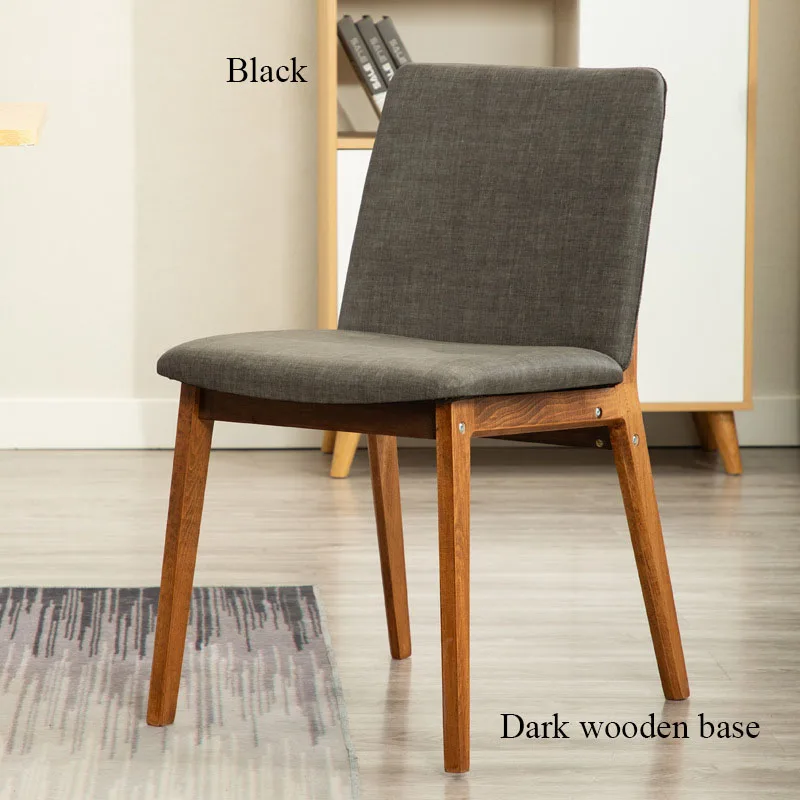 Nordic Home Furniture Minimalist Bedroom Study Chair Solid Wood Back Office Restaurant Meeting Coffee Hotel Dining Modern Chairs - Цвет: Dark wood Black