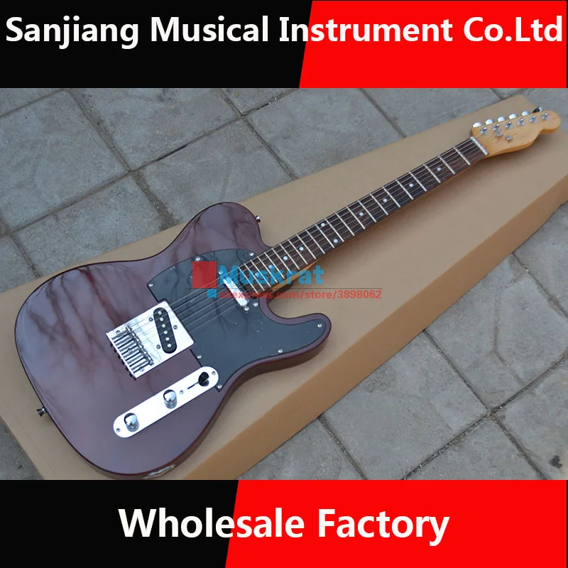 

Electric guitar TL Transparent brown color Free shipping 6 strings guitar Send small gifts