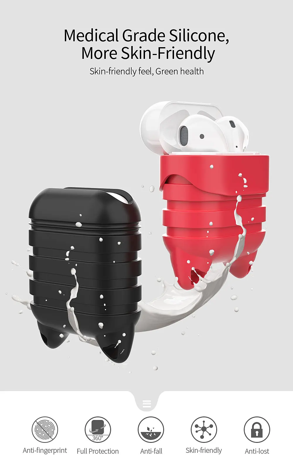 Чехол Caletop для Airpods Air Pods, чехлы i10 TWS, антидетонационный силиконовый защитный чехол для Airpod, аксессуары с защитой от потери веревки