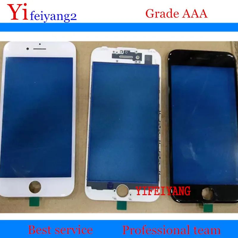 10 шт. YIFEIYANG качественное переднее стекло+ Рамка для iPhone 8 7 6 6s plus 6P 6s P 5 5S внешнее стекло с рамкой для ремонта ЖК-дисплея