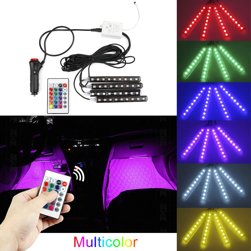 Светодиодная ленсветильник RGB для автомобиля декоративная лампа 16 цветов