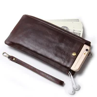 CONTACT'S Wristlet Bag Genuine Leather RFID Cellphone Wallet Men's Clutch Wallets Men Credit Card Holder Male Long Purse Zipper 2