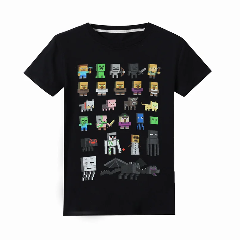 

2019 New summer teenage Tops 100%cotton Cartoon Print Minecraft kids Boys T-Shirts children's clothes t shirts Bobo Choses 6-14Y
