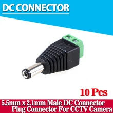 Горячая Распродажа, 10 шт./лот 5,5 мм* 2,1 мм разъем DC CCTV Мощность BNC Разъем для CCTV Камера