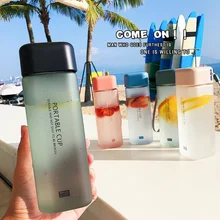 Матовая квадратная стеклянная бутылка для воды для путешествий, Спортивная бутылка для напитков, детская бутылка для питьевой воды