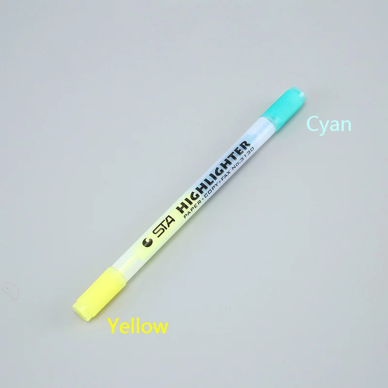 Yellow-Cyan Mr paper, 8 цветов, стираемые, двойная головка, текстовыделители, художественные маркеры, ручки, красочные, креативные, канцелярские принадлежности, для рисования, Deco, текстовыделители - Цвет: Yellow-Cyan