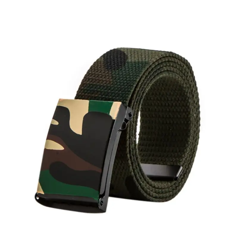 Для мужчин Для женщин холст Автоматическая пряжка Camo военный пояс открытый Тактический Ремни унисекс модные камуфляжные пояс для джинсы