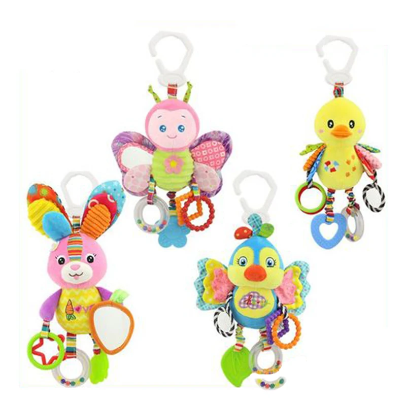 Cartoon Animal Baby Rattles Soft Plush Bees Toys With Sunds Teether Infant Baby Toys Stoller