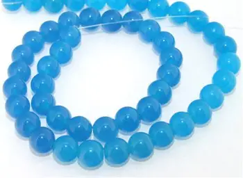 

Unique Pearls jewellery Store,Charming Round 8mm Blue Jade Gemstone Loose Beads One Full Strand LC3-0170