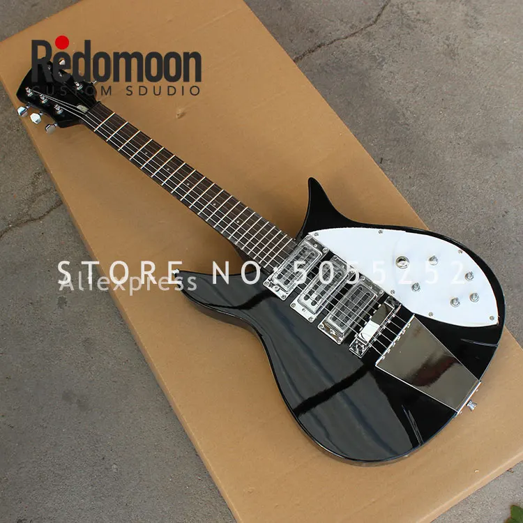 

Factory custom Rickenback electric guitar 6 strings with 3 pickups black color rosewood fingerboard musical instrument shop