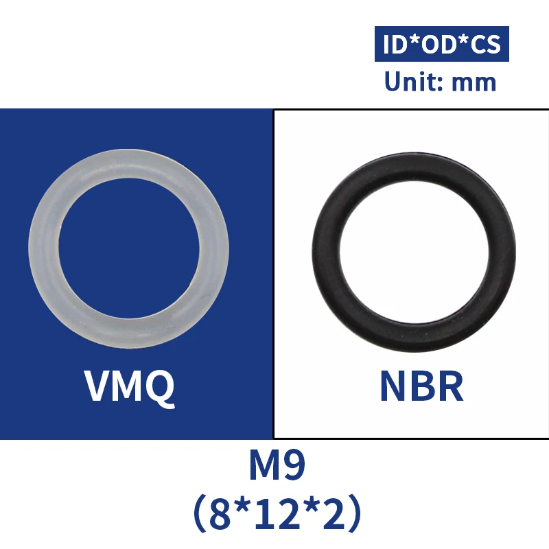 20 шт. M3 M4 M5 M6 M7 M8 M9 M10 Белый силиконовый черный NBR уплотнительное кольцо уплотнения винт шайба резиновая шайба уплотнительное кольцо ассортимент прокладок - Цвет: M9