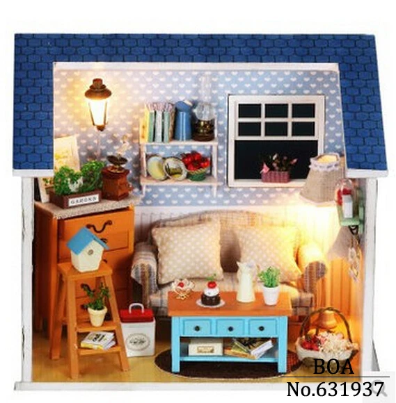 

Diy Doll house Mini assembled craft cabin home New Year birthday gift warm small dollhouse toy model code Free Shipping