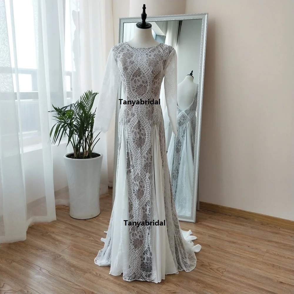 Классический уникальное сочетание кружевные свадебные платья богемное свадебное платье Франция Fashion vestido De noiva ZW147