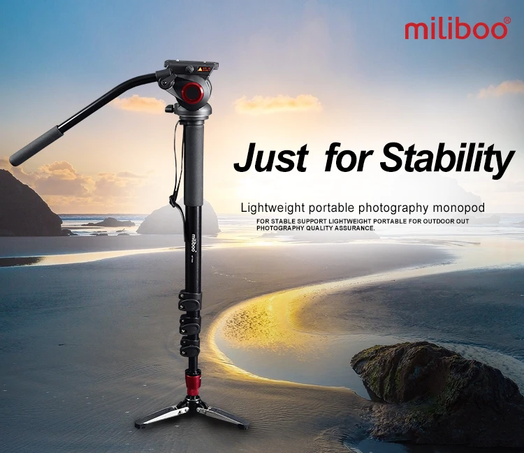 Miliboo MTT705A алюминиевый Портативный монопод с жидкой головкой для камеры для видеокамеры/DSLR Профессиональный штатив 7" Максимальная высота