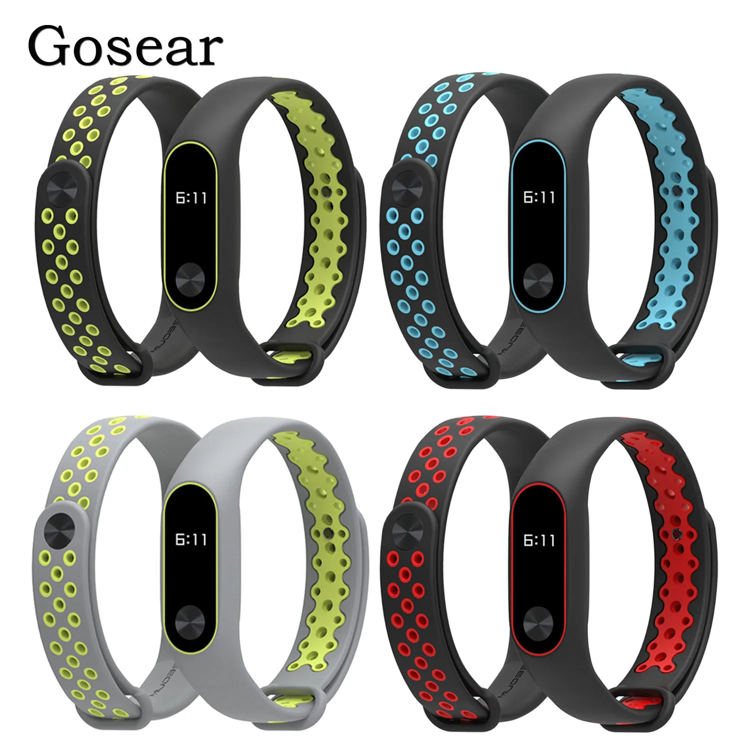 Gosear водонепроницаемый сменный Ремешок Браслет Для Xiaomi Xiao Mi Band 2 Miband Смарт-часы