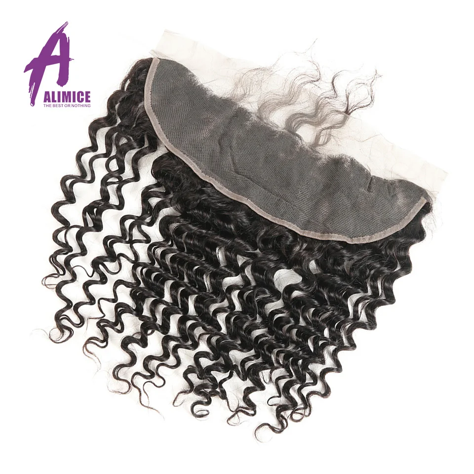 ALIMICE Hair Indian Deep Wave Hair 13X4 Ear To Ear Lace Frontal Closure 100% Remy Natural Color Human Hair Closure 10-24Inch ALIMICE Hair Indian Deep Wave Hair 13X4 Ear To Ear Lace Frontal Closure 100% Remy Natural Color Human Hair Closure 10-24Inch