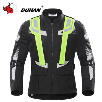 

DUHAN Motorcycle Jacket Men Motorbike Jacket Protective Gear Breathable Mesh Reflective Moto Riding Jacket Motorcycle Protection