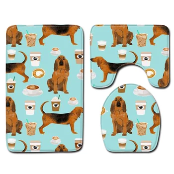 

Nordic Cute Dogs Bathroom Bath Mat Rug Sets Bathroom Toilet Shower Room Carpets Flannel Anti Slip 3 Pieces Bath Mat Sets