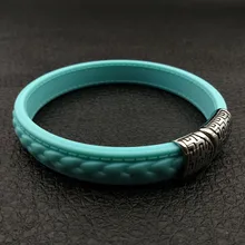 Горячая распродажа высокое качество силиконовый браслет Для мужчин Нержавеющая сталь для жгута, косички Силиконовый браслет с мессенджер через плечо на магнитной застежке на застежке