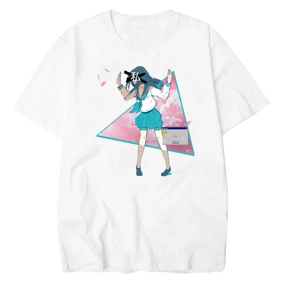 Ahegao T Shirt Homme Cartoon Men's T-Shirts Streetwear Style Japanese Tee Shirt Fashion Tshirt White Shirt O-Neck Tops