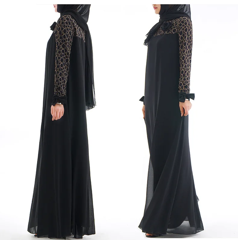 Мусульманское Для женщин Абаи кружева большой качели Луки длинное платье Исламская одежда Рамадан элегантный кафтан Ближний Восток Moroccan
