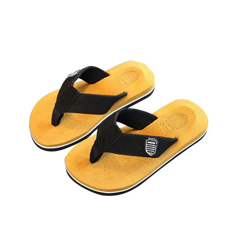 Пляжные женские шлепки, Вьетнамки, Детская домашняя обувь, модные повседневные сандалии для детей, Летние удобные детские Тапочки - Цвет: Yellow