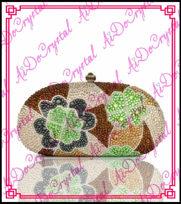 Aidocrystal handmade brown flower pattern fancy ladies bag for banquet